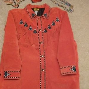 BEAUTIFUL 100% LEATHER/SUEDE CORAL JACKET SIZE 1X